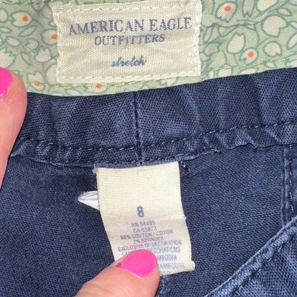 🦅 American Eagle Stretch Size 8 Navy Blue Shorts - Picture 5 of 6